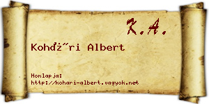 Kohári Albert névjegykártya