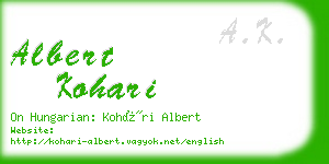 albert kohari business card